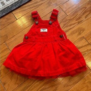 Osh Kosh Bgosh Red Ruffle Overall Dress Baby Size 3M